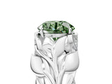 White gold Fancy Green Round Cut Solitaire Leaf-Inspired Engagement Ring with Prong Setting_17