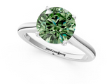 White gold Fancy Green Round  Cut Solitaire Ring with Cathedral Band and Four-Prong Setting_25