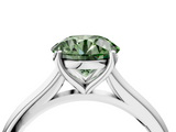 White gold Fancy Green Round  Cut Solitaire Ring with Cathedral Band and Four-Prong Setting_28