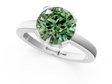 White gold Fancy Green Round  Cut Solitaire Ring with Four-Prong Setting and Classic Band_58