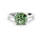 White gold Fancy Green Round  Cut Solitaire Ring with Four-Prong Setting on a Classic Band_62