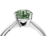 White gold Fancy Green Round  Cut Solitaire Ring with Four-Prong Setting on a Classic Band_66