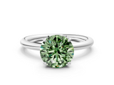 White gold Fancy Green Round  Cut Solitaire Ring with Thin Band and Four-Prong Setting_16