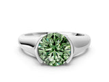 White gold Fancy Green Round Cut Solitaire Tension Set Diamond Ring with Split Shank Band_12