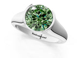 White gold Fancy Green Round Cut Solitaire Tension Set Diamond Ring with Split Shank Band_13