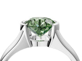 White gold Fancy Green Round Cut Solitaire Tension Set Diamond Ring with Split Shank Band_16