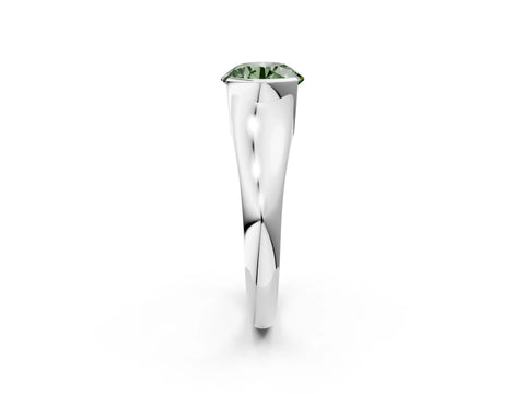 White gold Fancy Green Round Cut Solitaire Tension Set Diamond Ring with Split Shank Band_2
