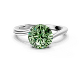 White gold Fancy Green Round  Cut Solitaire Twist Band Ring with Four-Prong Setting_23