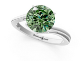 White gold Fancy Green Round  Cut Solitaire Twist Band Ring with Four-Prong Setting_24