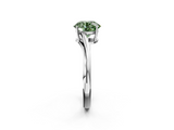 White gold Fancy Green Round  Cut Solitaire Twist Band Ring with Four-Prong Setting_25