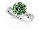 White gold Fancy Green Round Cut Solitaire Twist Pave Diamond Engagement Ring with Prong Setting_1