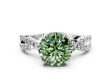 White gold Fancy Green Round Cut Solitaire Twist Pave Diamond Engagement Ring with Prong Setting_24