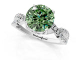 White gold Fancy Green Round Cut Solitaire Twist Pave Diamond Engagement Ring with Prong Setting_25
