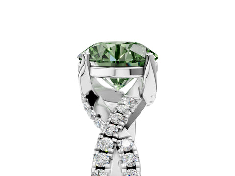 White gold Fancy Green Round Cut Solitaire Twist Pave Diamond Engagement Ring with Prong Setting_29