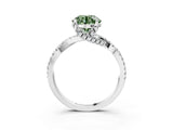White gold Fancy Green Round Cut Solitaire Twist Pave Diamond Engagement Ring with Prong Setting_3