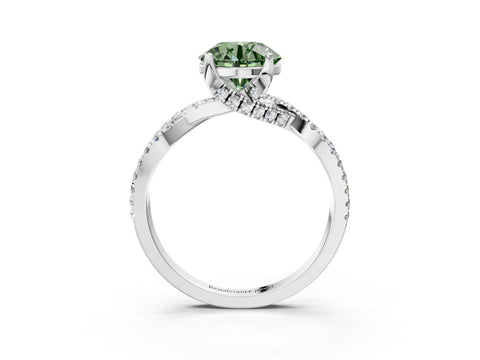 White gold Fancy Green Round Cut Solitaire Twist Pave Diamond Engagement Ring with Prong Setting_3