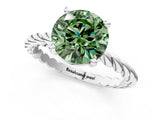 White gold Fancy Green Round  Cut Solitaire Twisted Band with Four-Prong Setting_54