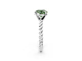 White gold Fancy Green Round  Cut Solitaire Twisted Band with Four-Prong Setting_55