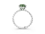 White gold Fancy Green Round  Cut Solitaire Twisted Band with Four-Prong Setting_56