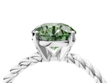 White gold Fancy Green Round  Cut Solitaire Twisted Band with Four-Prong Setting_57