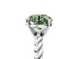 White gold Fancy Green Round  Cut Solitaire Twisted Band with Four-Prong Setting_58
