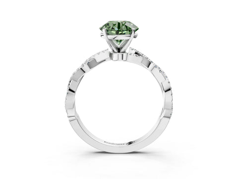White gold Fancy Green Round Cut Solitaire Twisted Pave Band with Four-Prong Setting_18