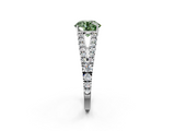 White gold Fancy Green Round  Cut Split Shank Pave Diamond Engagement Ring with Four-Prong Setting_26
