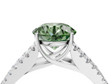 White gold Fancy Green Round  Cut Split Shank Pave Diamond Engagement Ring with Four-Prong Setting_28