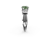 White gold Fancy Green Round  Cut Three-Stone Channel Set Ring with Bar Prongs_43