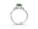 White gold Fancy Green Round  Cut Three-Stone Channel Set Ring with Bar Prongs_44