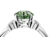 White gold Fancy Green Round  Cut Three-Stone Channel Set Ring with Bar Prongs_49