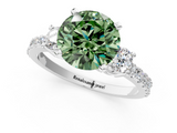 White gold Fancy Green Round  Cut Three-Stone Diamond Pavé Band with Prong Setting_18