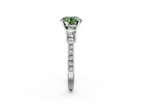 White gold Fancy Green Round  Cut Three-Stone Diamond Pavé Band with Prong Setting_19