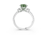 White gold Fancy Green Round  Cut Three-Stone Diamond Pavé Band with Prong Setting_20
