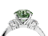 White gold Fancy Green Round  Cut Three-Stone Diamond Pavé Band with Prong Setting_21