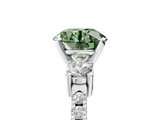 White gold Fancy Green Round  Cut Three-Stone Diamond Pavé Band with Prong Setting_22