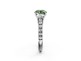 White gold Fancy Green Round  Cut Three-Stone Diamond Pave Band with Prong Setting_39