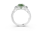 White gold Fancy Green Round  Cut Three-Stone Diamond Pave Band with Prong Setting_40