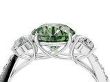 White gold Fancy Green Round  Cut Three-Stone Diamond Pave Band with Prong Setting_41