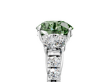 White gold Fancy Green Round  Cut Three-Stone Diamond Pave Band with Prong Setting_42