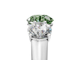White gold Fancy Green Round Cut Three-Stone Diamond Ring with Prong Setting on a Classic Band_17