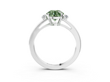 White gold Fancy Green Round  Cut Three-Stone Solitaire Ring with Round Accent Diamonds and Four-Prong Setting_23