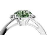 White gold Fancy Green Round  Cut Three-Stone Solitaire Ring with Round Accent Diamonds and Four-Prong Setting_24