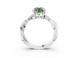 White gold Fancy Green Round  Cut Twisted Pavé Band Solitaire Ring with Four-Prong Setting_75