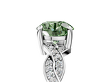White gold Fancy Green Round  Cut Twisted Pavé Band Solitaire Ring with Four-Prong Setting_77