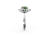 White gold Fancy Green Round  Diamond Cluster Halo Ring with Solitaire Band and Four-Prong Setting_22