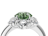 White gold Fancy Green Round  Diamond Cluster Halo Ring with Solitaire Band and Four-Prong Setting_24