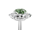 White gold Fancy Green Round  Diamond Cluster Halo Ring with Solitaire Band and Four-Prong Setting_25