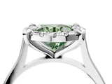 White gold Fancy Green Round  Diamond Cluster Halo Solitaire with Four-Prong Setting_110