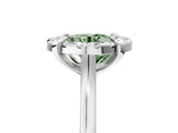 White gold Fancy Green Round  Diamond Cluster Halo Solitaire with Four-Prong Setting_111